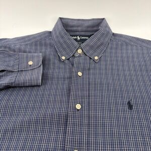 Ralph Lauren Blake Mens L‎ Blue Plaid Button Down Long Sleeve Shirt NEW